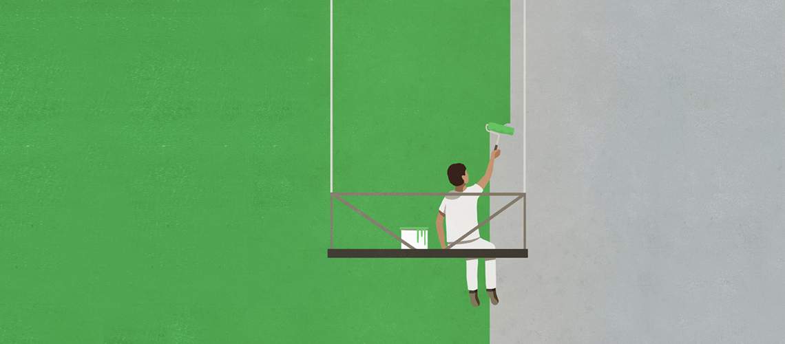 Illustration of someone painting a wall.