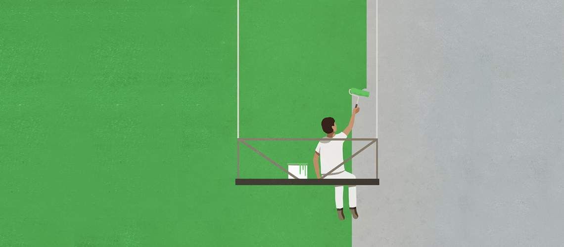 Illustration of someone painting a wall.