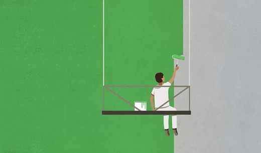 Illustration of someone painting a wall.