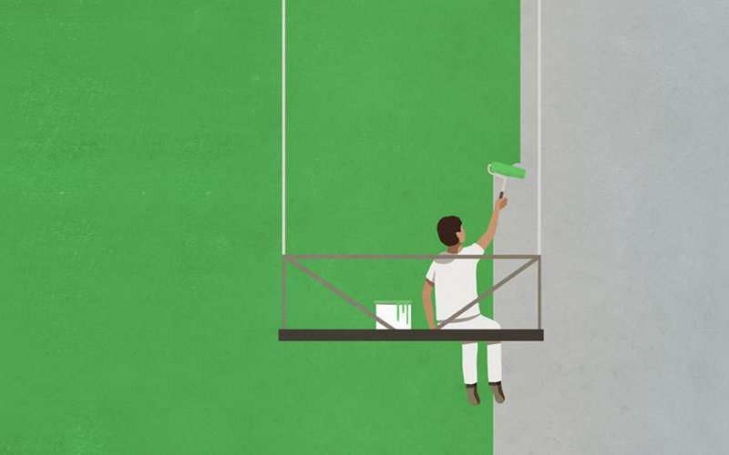 Illustration of someone painting a wall.