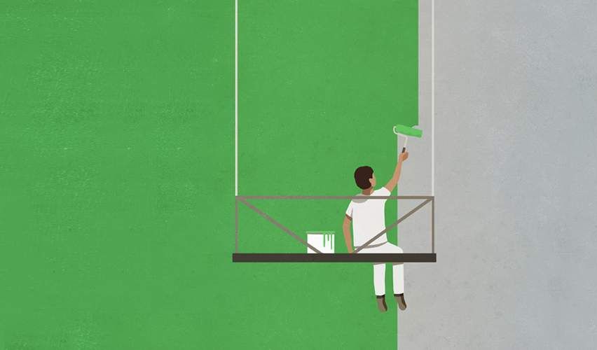 Illustration of someone painting a wall.