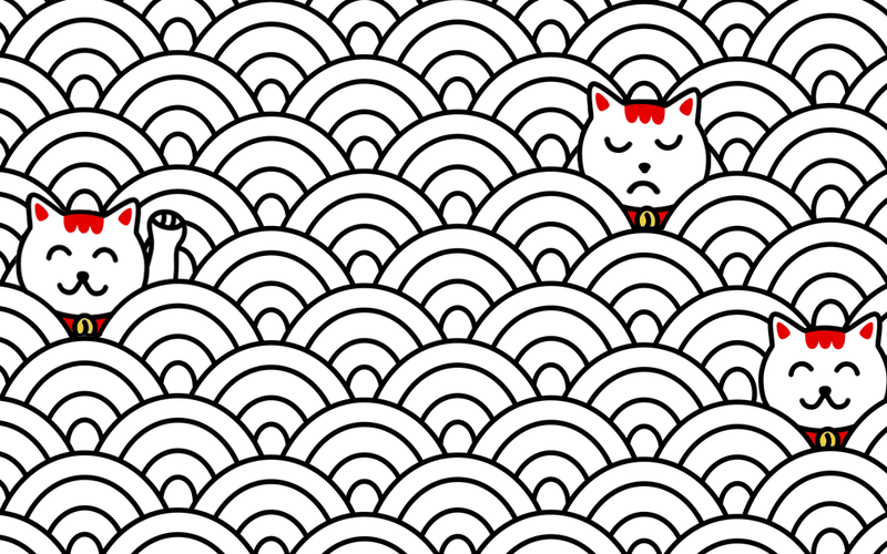 Illustration of cats in maze.