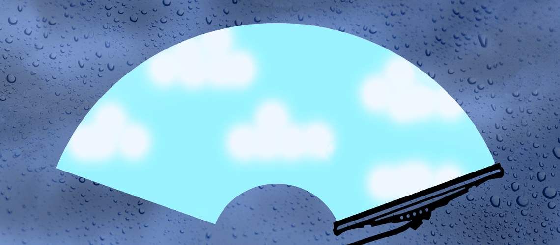 Illustration of a front car window.