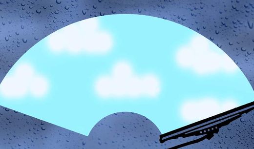 Illustration of a front car window.