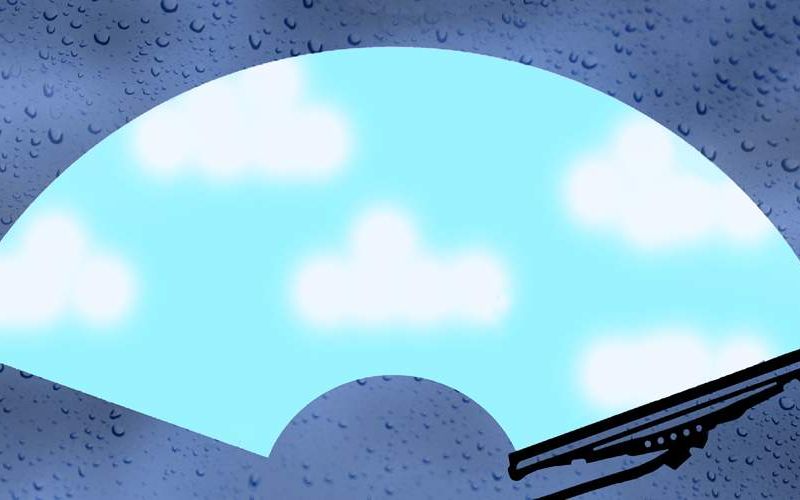 Illustration of a front car window.