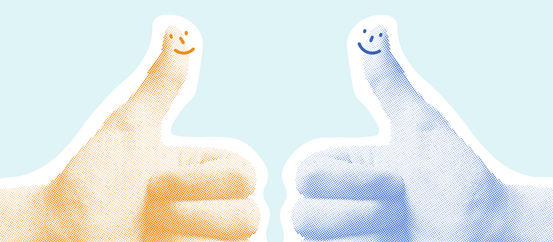 Illustration of two thumbs up.