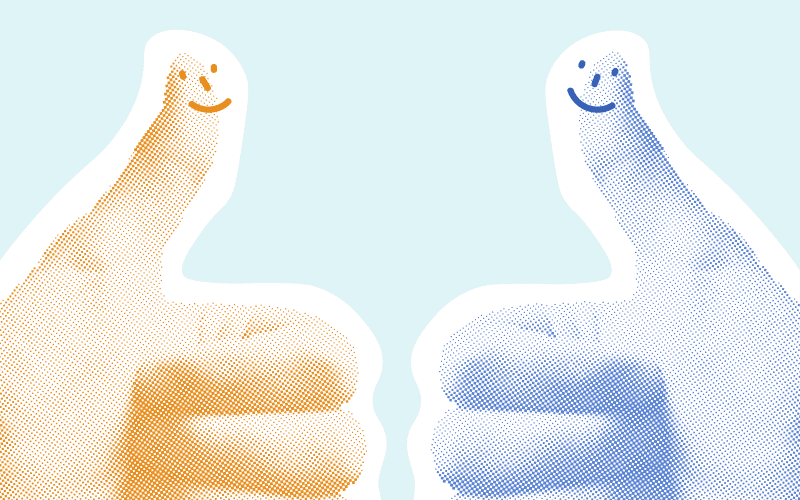 Illustration of two thumbs up.