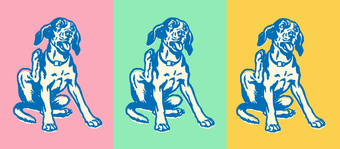 Illustration of a dog scratching.