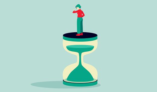 Illustration of a woman on an egg timer.