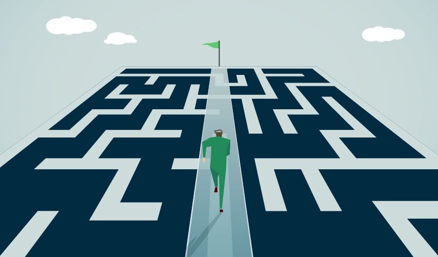 Illustration of a person in a maze.