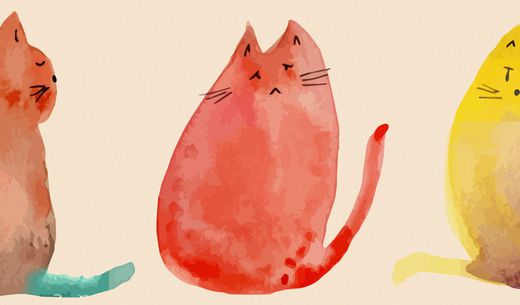 Illustration of three moody cats.