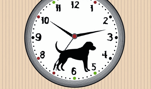 Illustration of a dog on a clock