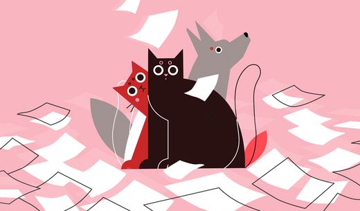 Illustration of a cat and dog.