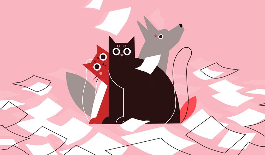 Illustration of a cat and dog.